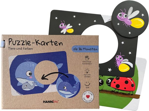 Puzzle Karten mit Tieren und Farben